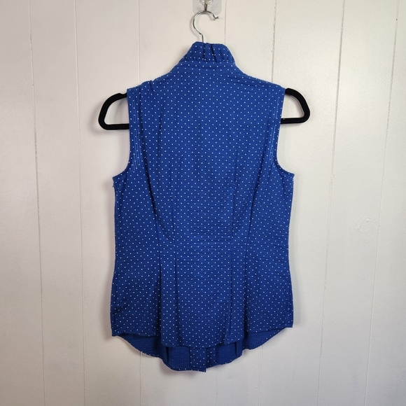 Brooks Bros Brothers Blue Polka Dot Ruffle Sleeveless Shirt Top New NWT Size 0 - Picture 4 of 12